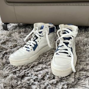 Gucci White GG Soft Leather High Top Sneakers